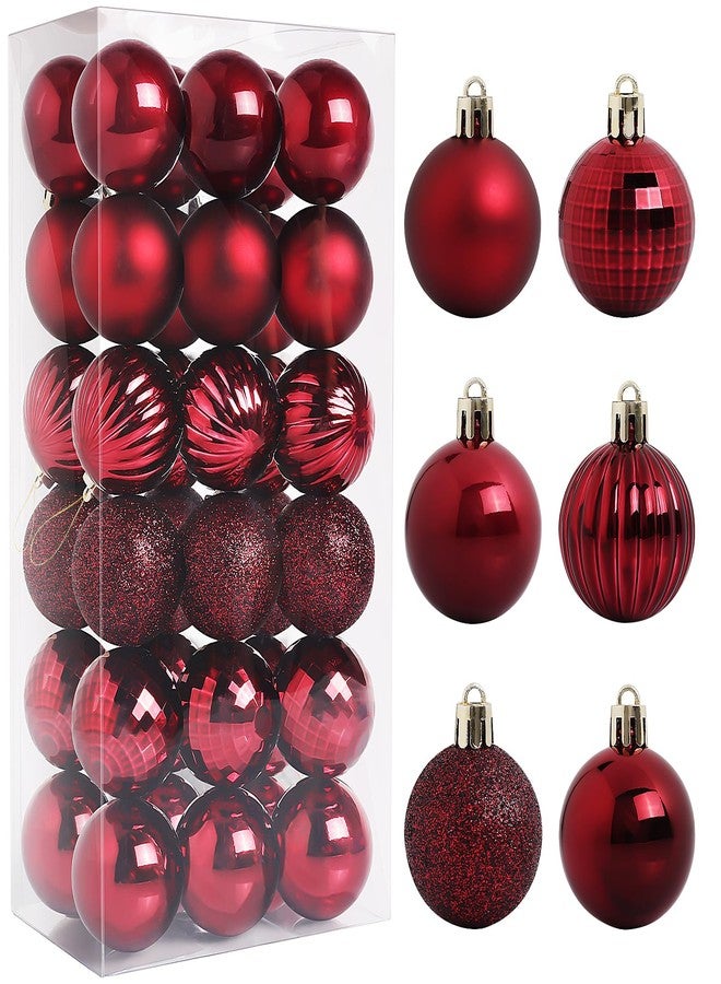 TranquilBliss 36 Pcs-1.57" Christmas Ball Ornaments, Shatterproof Hanging Balls, Tree Decorations for Xmas Tree, Wreath Decor, Holiday Party, Burgundy - Image 1